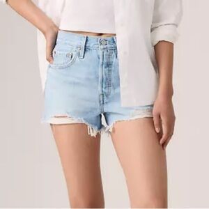 Levi's Classic Blue Distressed Jean Shorts